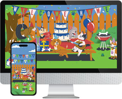 Exemplo de papel de parede para adoção de animais de estimação para desktop e dispositivos móveis.