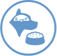 um ícone de cachorro e tigela de comida de cachorro